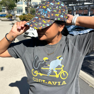 CicLAvia Raccoon & Skunk Go for a Ride Adults T-Shirt