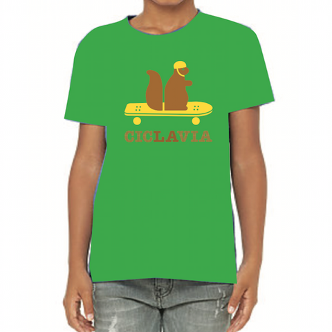 CicLAvia Squirrel on Skateboard Kids T-Shirt